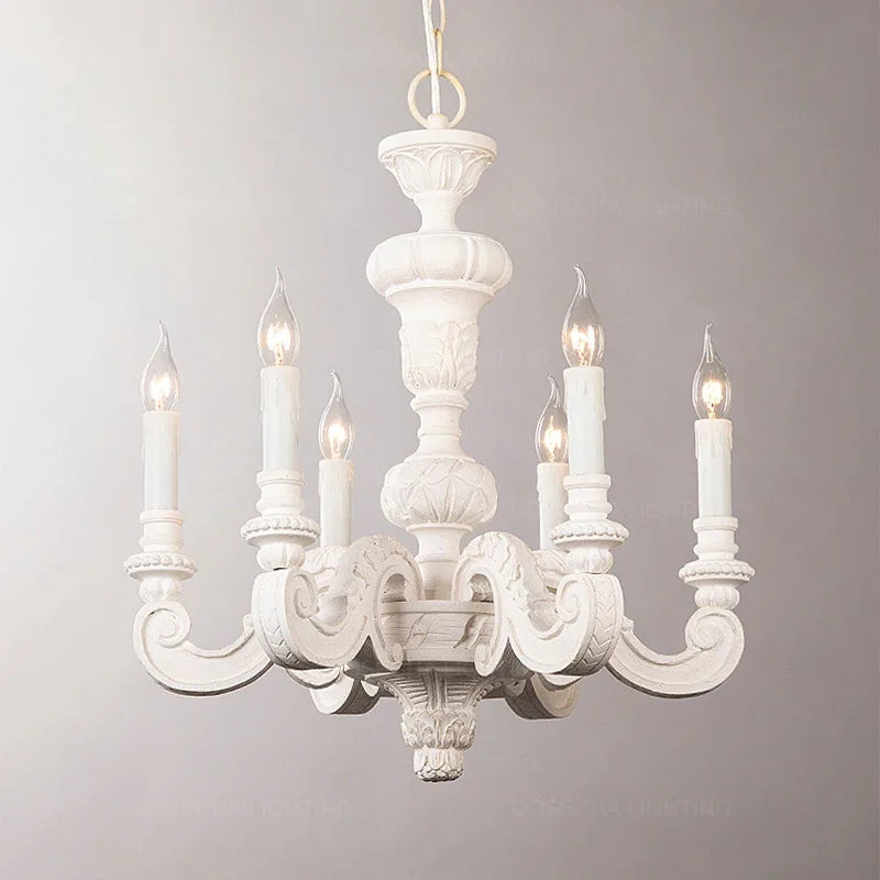 Geneviève Roman Pillar Wooden Chandelier for Classic Interiors