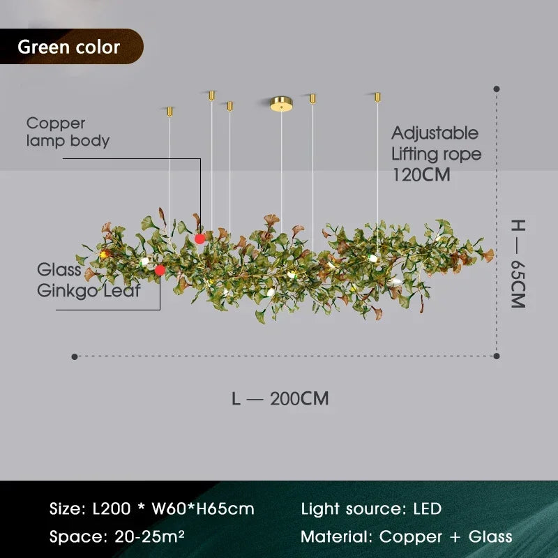 Luxury Ginkgo Leaf Glass Branch Chandelier