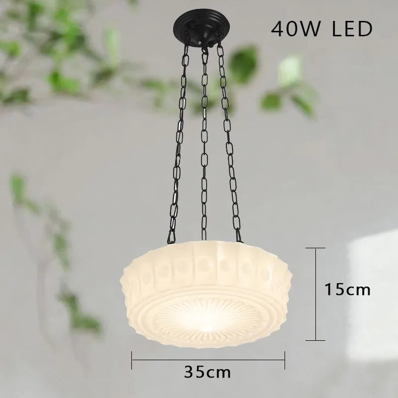 Léonie Cream Glass Hanging Ceiling Light with Chain