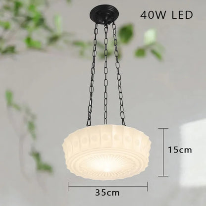 Léonie Cream Glass Hanging Ceiling Light with Chain