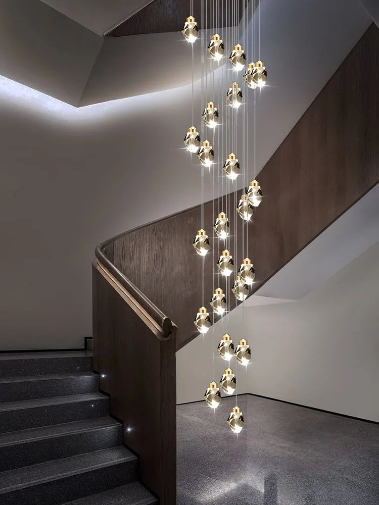 Lucienne Nordic Crystal Staircase Chandelier for Loft & Villa Interiors