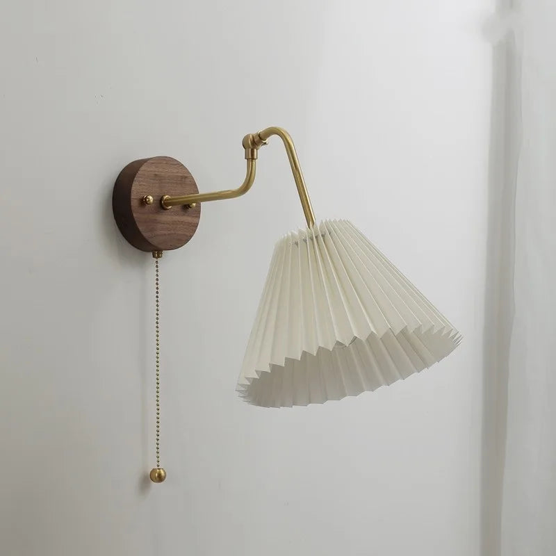Camille Adjustable Fabric Wall Lamp with Copper Arm
