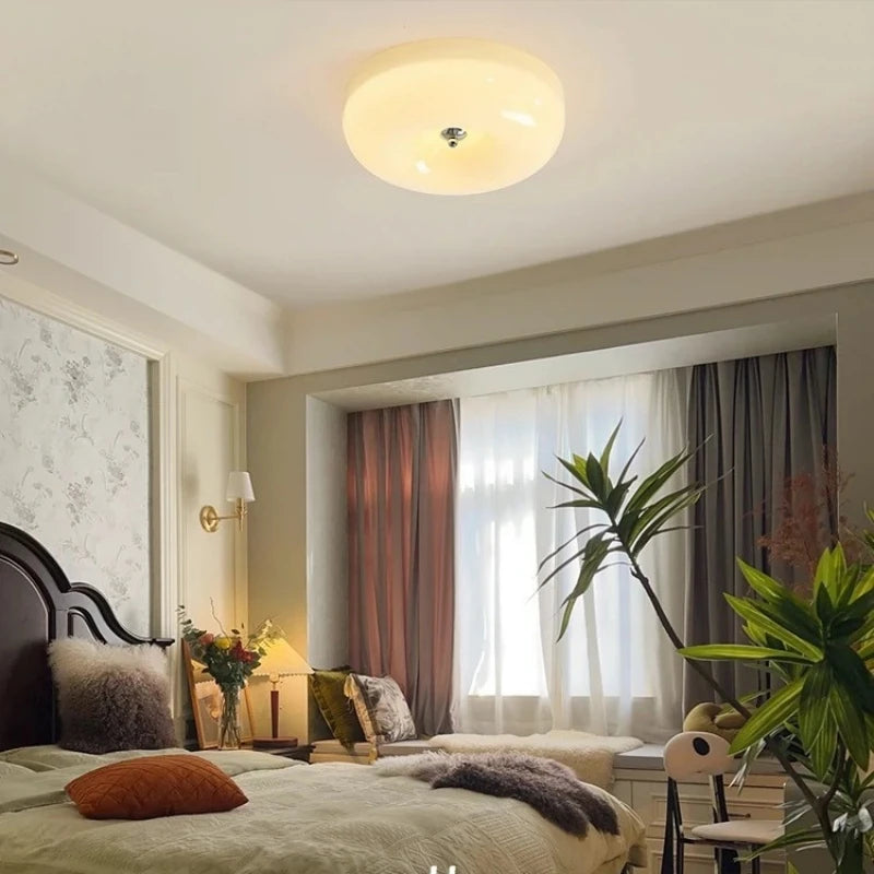 Camille French Beige Glass Downlight Ceiling Lamp Aisle Bedroom