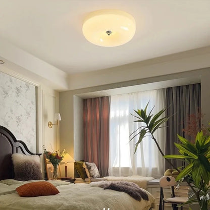 Camille French Beige Glass Downlight Ceiling Lamp Aisle Bedroom