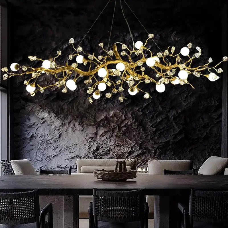 Élise Crystal Branch Chandelier Luxury Villa Ceiling Light