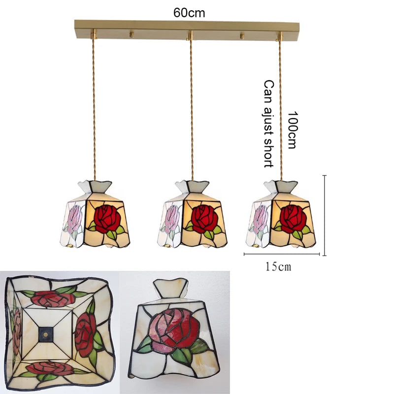 Camille Retro Colorful Glass Pendant Chandelier E27 Light