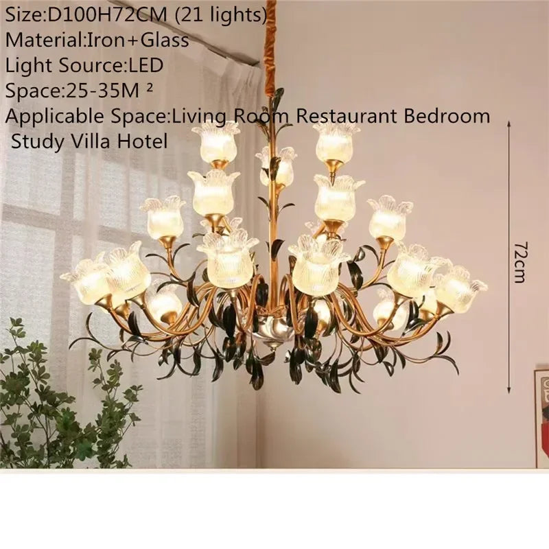 French Retro Crystal Pendant Light for Living Room and Restaurant