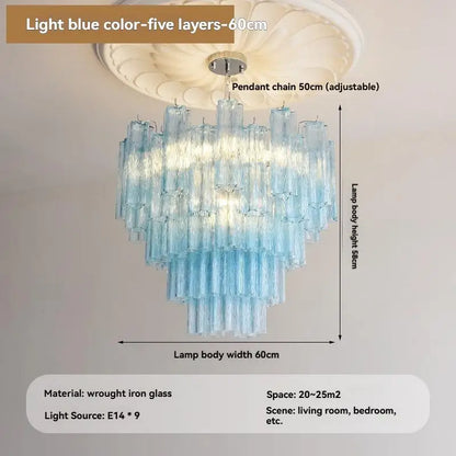 Camille Murano Glass Round Crystal Pendant Light Vintage Ceiling Lamp