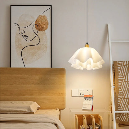 Sofia Nordic White Frosted Glass LED Semi-Flush Chandelier