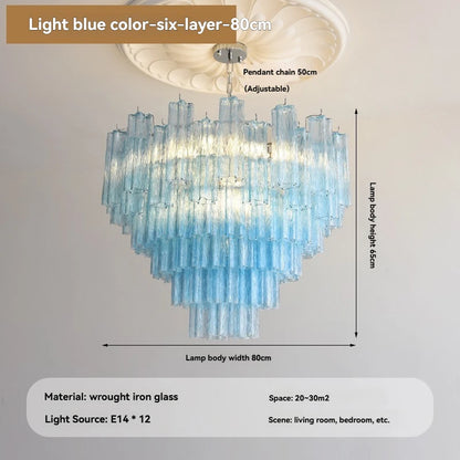 Camille Murano Glass Round Crystal Pendant Light Vintage Ceiling Lamp