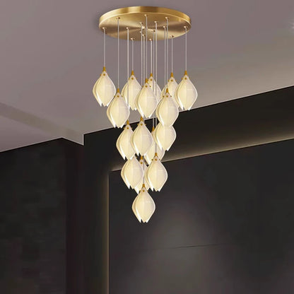 Liora Modern Lotus Cluster Staircase Chandelier