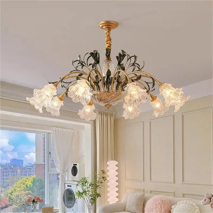 Évelyne Floral Glass Chandelier for Luxury Dining & Lobby Spaces