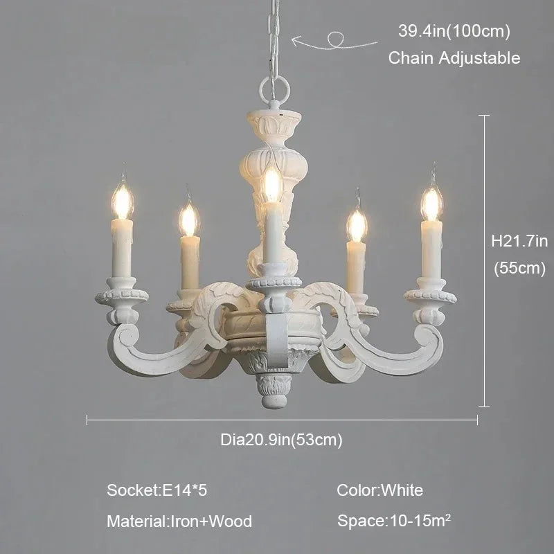 Geneviève Roman Pillar Wooden Chandelier for Classic Interiors