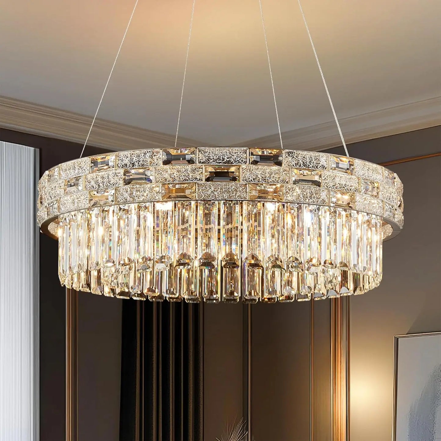 Luxury Circular Crystal Pendant Chandelier for Dining and Living Room
