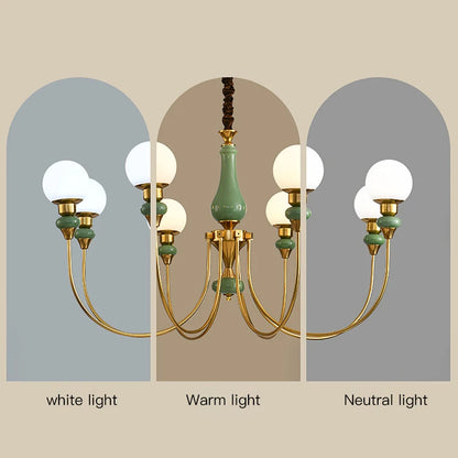 Geneviève Retro Gold Ceramic Chandelier