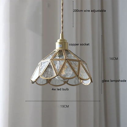 Camille Copper Glass Pendant Light Vintage Style
