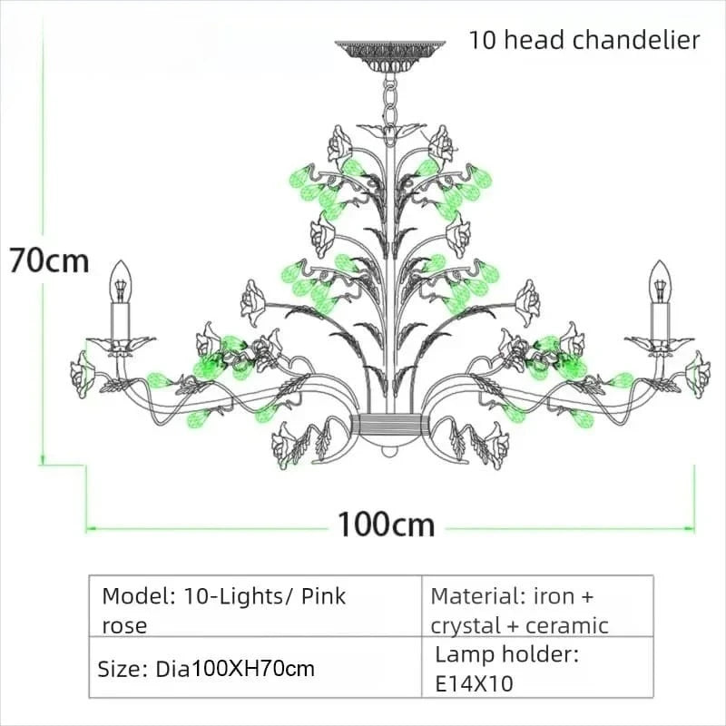 Chloé French Rose Gold Ceramic Flower 5-Light Pendant Lamp