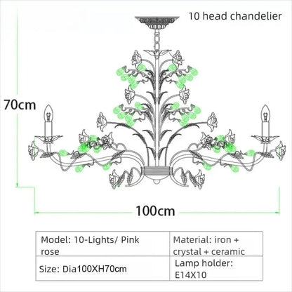 Chloé French Rose Gold Ceramic Flower 5-Light Pendant Lamp