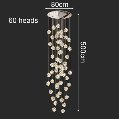 Modern Crystal Stair Pendant Light for Living Room and Hall