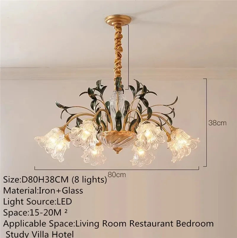 Évelyne Floral Glass Chandelier for Luxury Dining & Lobby Spaces