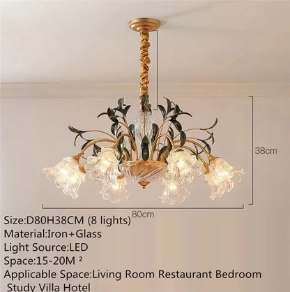 Évelyne Floral Glass Chandelier for Luxury Dining & Lobby Spaces