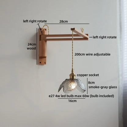 Élise Glass Flower Wall Lamp Flexible Arm Nordic