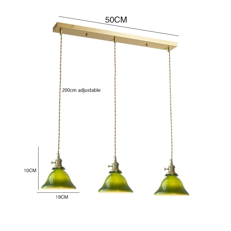Amélie Vintage Green Glass Pendant Light