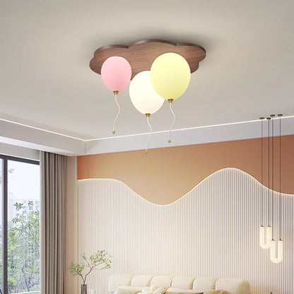 Amélie Cloud Balloon Wooden LED Ceiling Light Kids Room Dimmable