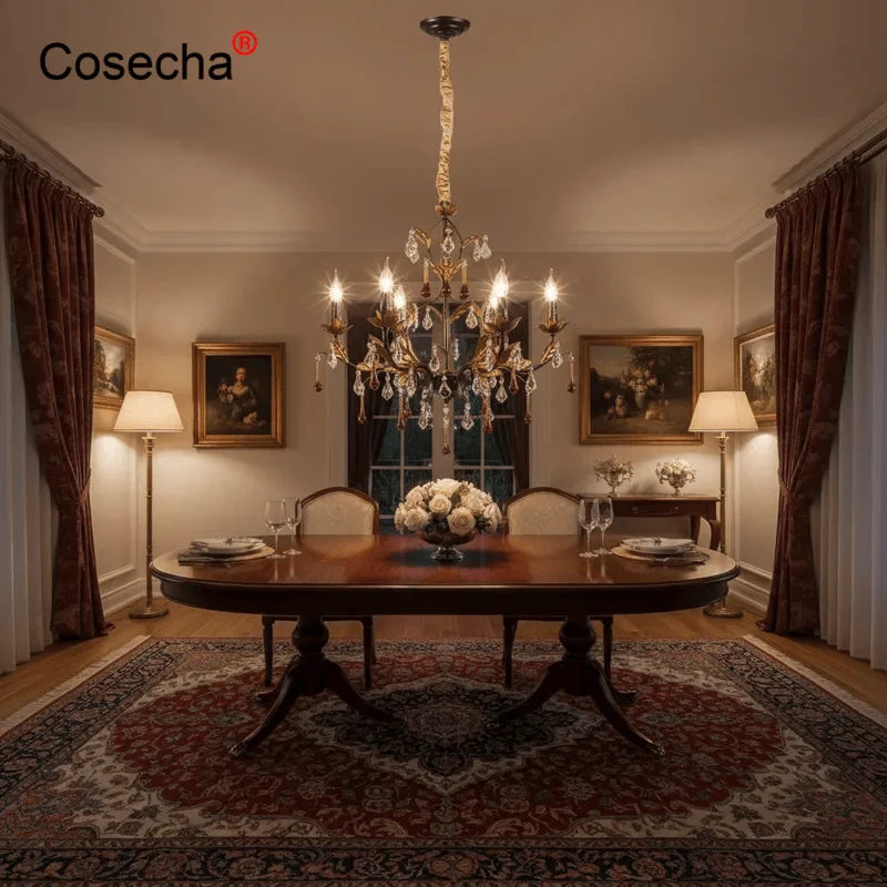 Isabelle Gold Crystal Chandelier for Dining & Living Spaces