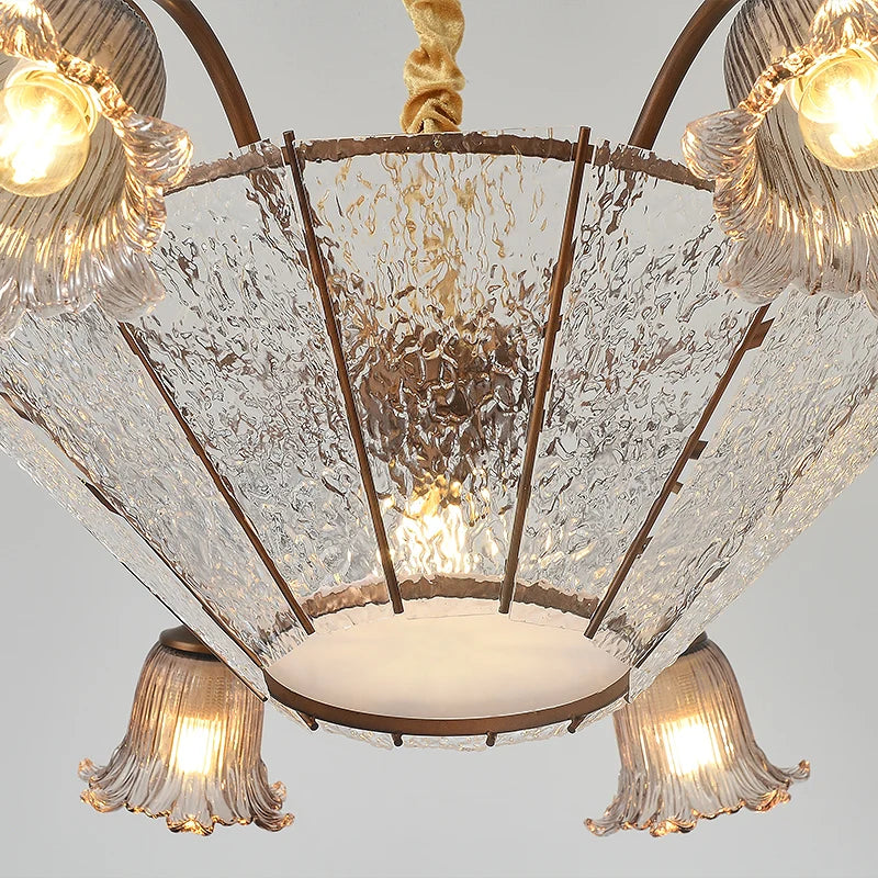 Vintage Flower Glass LED Pendant Chandelier