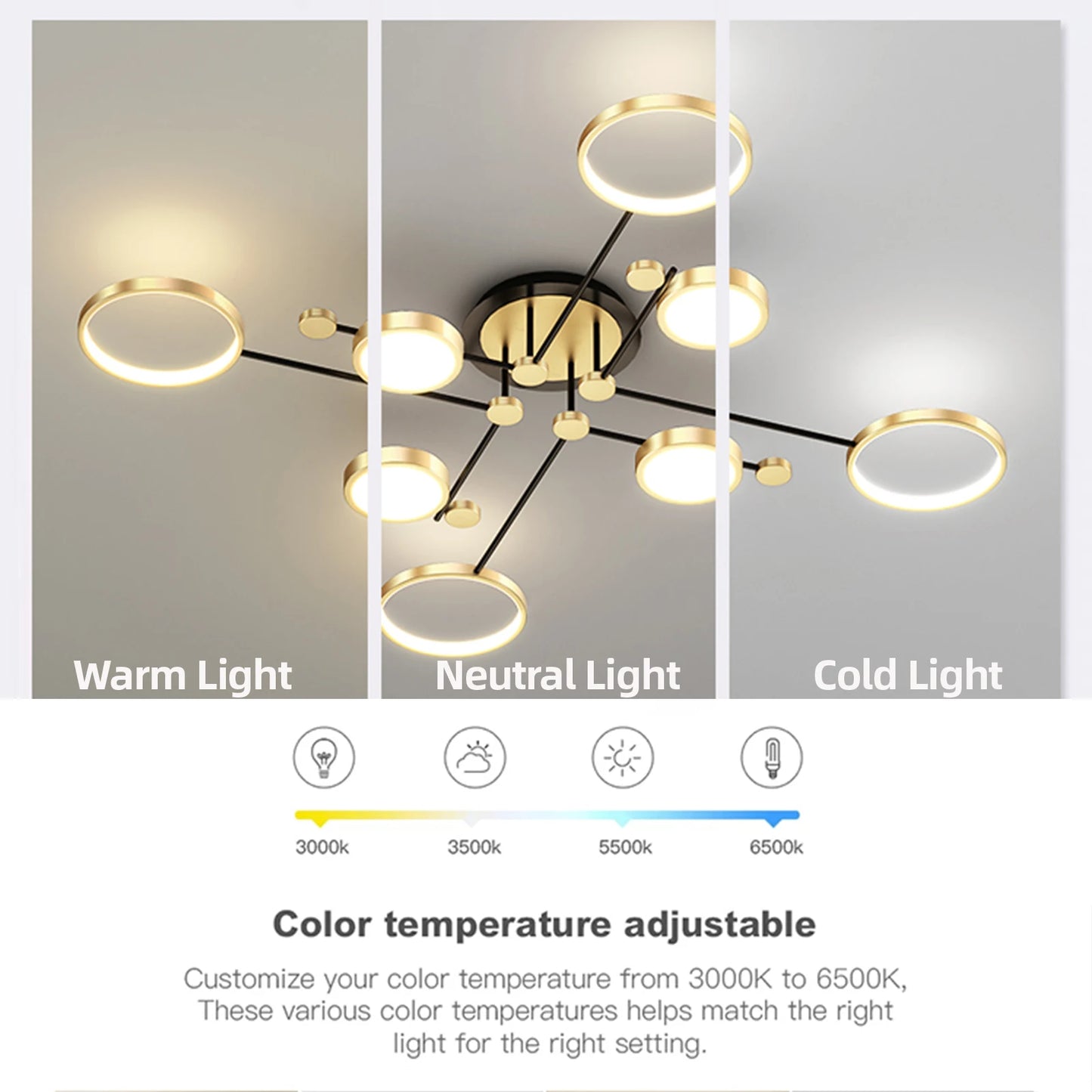 Auriane Nordic Gold Black LED Ceiling Pendant Light