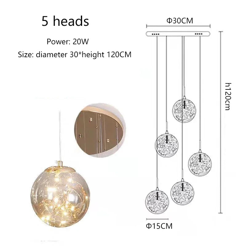 Adèle Starry Sky LED Staircase Pendant Chandelier
