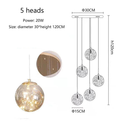 Adèle Starry Sky LED Staircase Pendant Chandelier