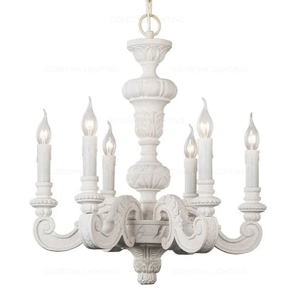 Geneviève Roman Pillar Wooden Chandelier for Classic Interiors