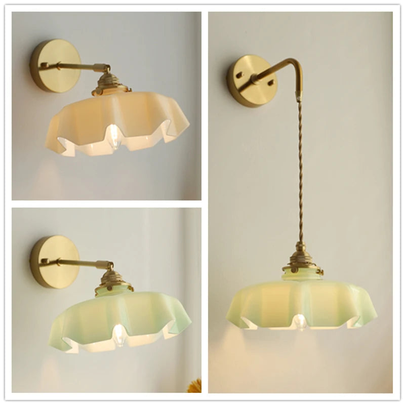 Élise Pink Glass Copper Wall Light