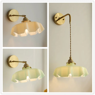 Élise Pink Glass Copper Wall Light