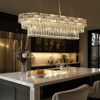 Luxury Circular Crystal Pendant Chandelier for Dining and Living Room