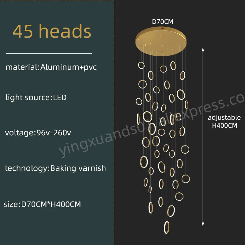 Geneviève Duplex Loft Staircase Pendant Chandelier