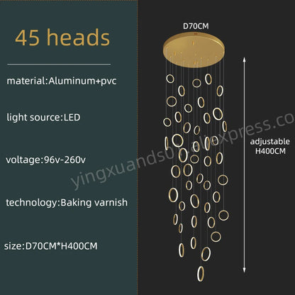 Geneviève Duplex Loft Staircase Pendant Chandelier