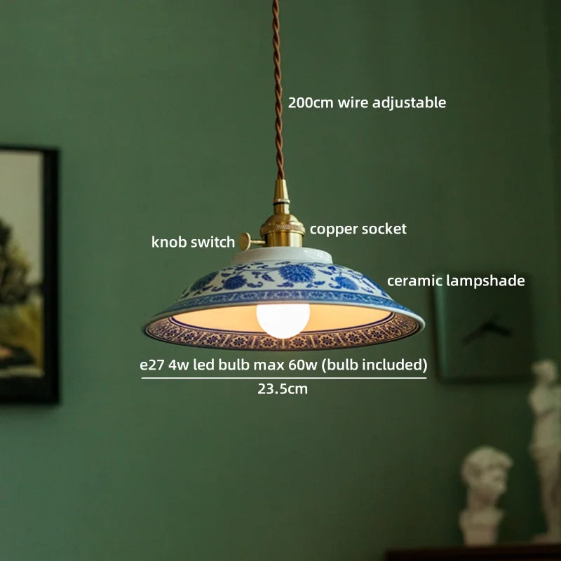 Isabelle Ceramic Pendant Light Japanese Vintage Style