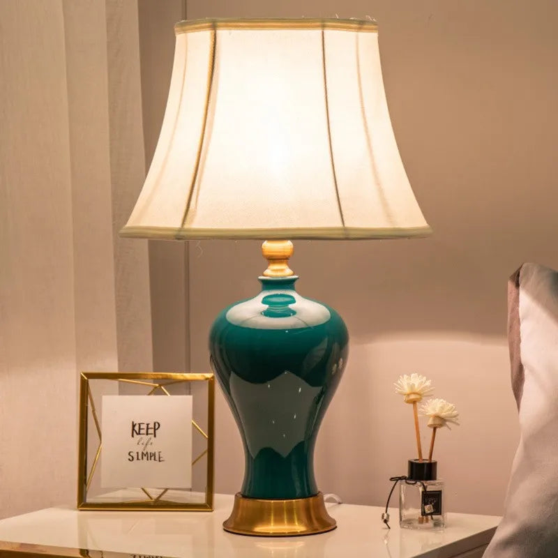 Adeline Retro Ceramic Fabric Table Lamp