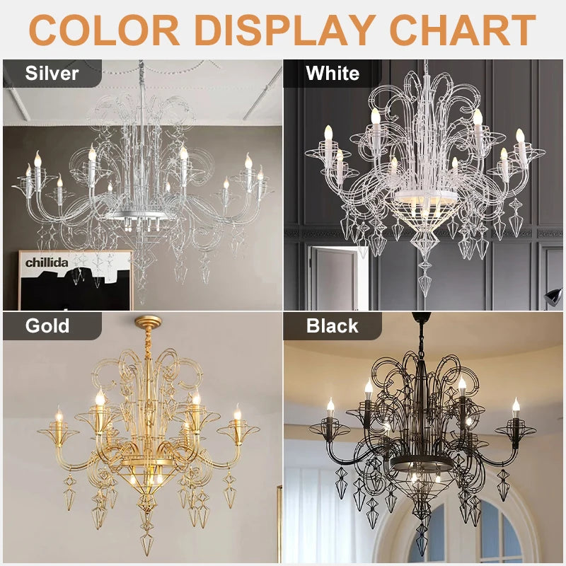 Camille Baroque Candle LED Ceiling Chandelier Luxury Pendant Light