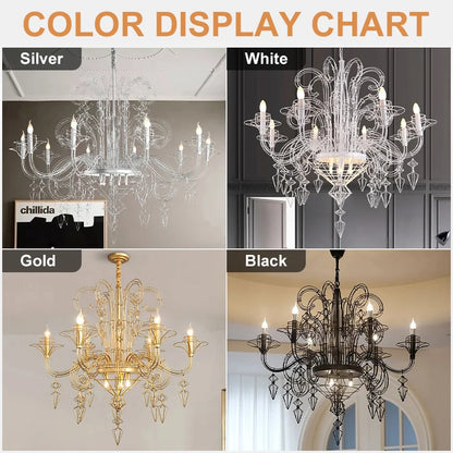 Camille Baroque Candle LED Ceiling Chandelier Luxury Pendant Light