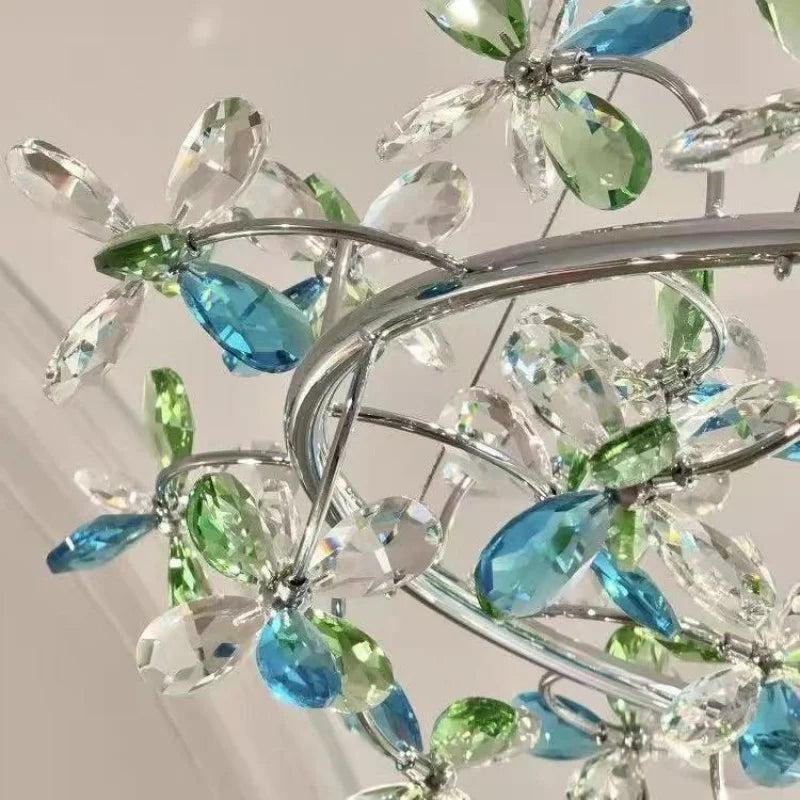 Camille French Crystal Wreath Pendant Lamp Princess Bedroom Light