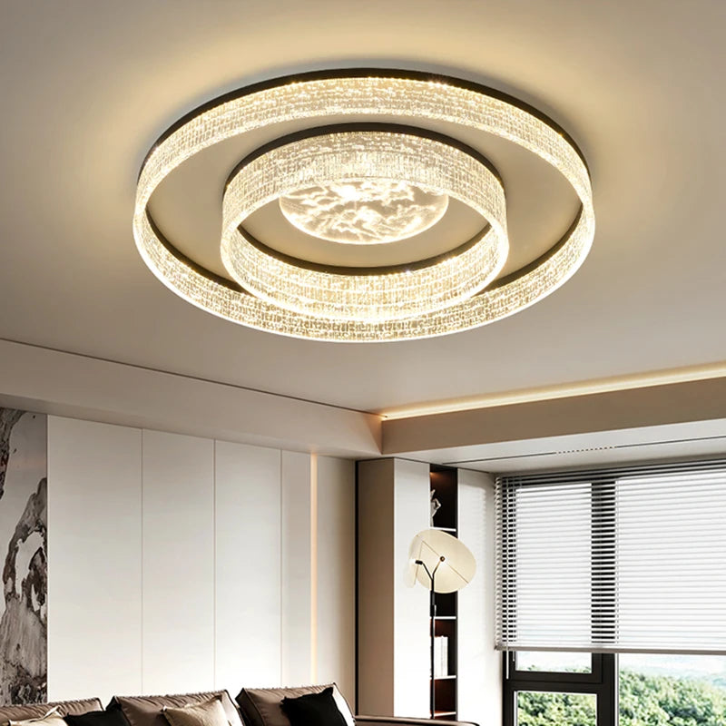 Nordic LED Ring Ceiling Light – Modern Dimmable Flush Mount for Living Room & Bedroom