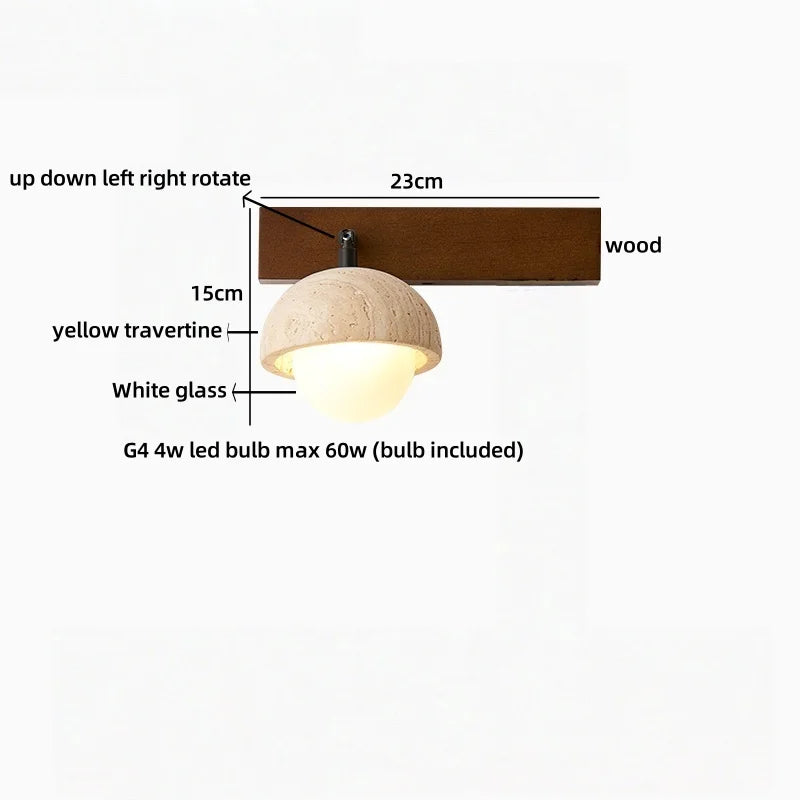 Élodie Travertine Glass Wall Sconce Lamp