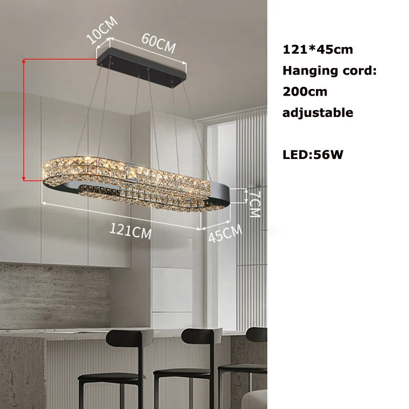 Sophie Scandinavian Crystal Chandelier Black Steel Ceiling Light