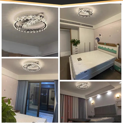 Sophie Modern Chrome Crystal Ring LED Ceiling Lamp Foyer Light