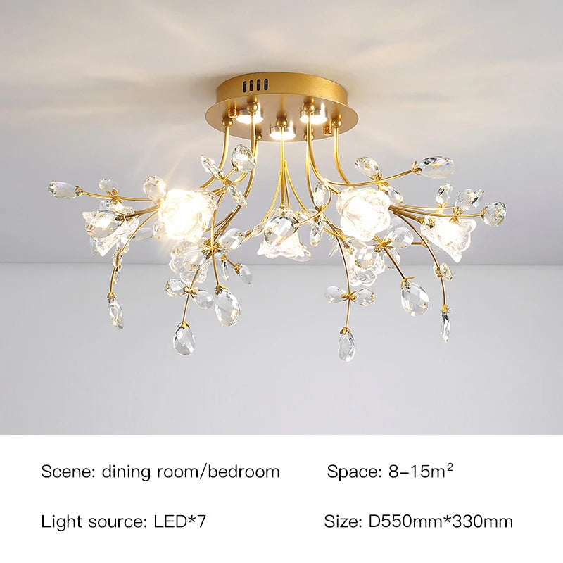 Eléonore Gold Crystal Branch Tree Ceiling Light
