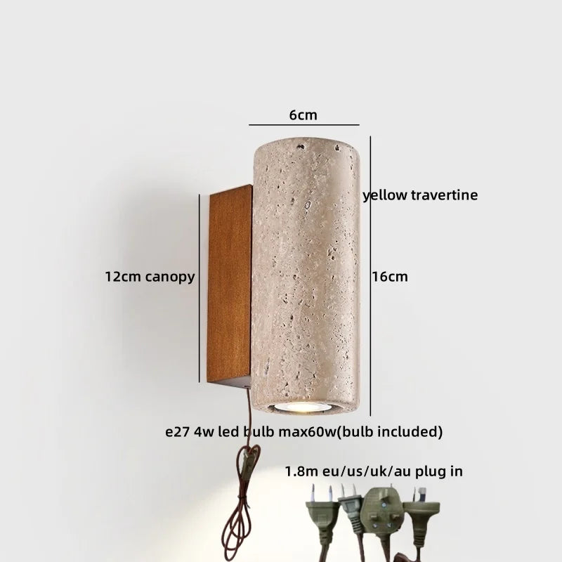 Élise Yellow Travertine LED Wall Lamp Japan Style Luxury